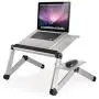 WorkEZ Cool Adjustable Laptop Cooling Stand & Lap Desk Tray for Bed Couch with 2 Fans 3 USB Ports Mouse Pad. Ergonomic aluminum height tilt angle macbook riser portable standing desk converter,Silver