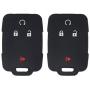 LemSa 2Pcs 4 Buttons Silicone Key Fob Cover Case Protector Holder for Chevrolet Silverado Colorado Chevy GMC Canyon Sierra M3N32337100 13577770 13577771, Black+Black