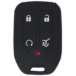 LemSa 2Pcs Keyless Entry Remote Car Smart Key Fob Outer Shell Cover Soft Rubber Protective Case for GMC Acadia Terrain Yukon Chevrolet Suburban Tahoe HYQ1AA 13584502 1551A-AA, Black Pink
