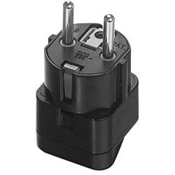 European Plug Adapter Schuko Type E/F for Germany, France, Europe, Russia,South Korea,Egypt, Iran, Indonesia,2-Pin Grounded Plug (Type E/F,3 Pack, Grounded)- Black Color