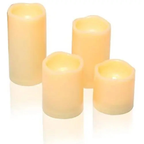 4 Graduated Heights Waterproof Outdoor Battery Operated Flameless LED Pillar Candles with Timer Flickering Plastic Resin Electric Night Lights Lantern Patio Garden Home Decor Party Wedding Decorations 4 Graduated Heights Waterproof Outdoor Battery Operated Flameless LED Pillar Candles with Timer Flickering Plastic Resin Electric Night Lights Lantern Patio Garden Home Decor Party Wedding Decorations