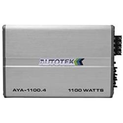Autotek AYA-1100.4 Alloy Series Four Channel Car Audio Amplifier (Silver) – Class A/B Amp, 1100 Watt, Wired Bass Remote Included, Variable Electronic Crossover