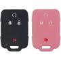 LemSa 2Pcs Silicone Keyless Entry Smart Key Fob Cover Case Protector Bag Holder Jacket for Chevrolet Silverado Colorado 2017 2018 M3N32337100 13577770 13577771 GMC Sierra Yukon Cadillac, Black Pink