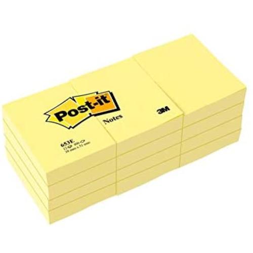 Post-it Mini Notes, 1.5x2 in, 12 Pads, Americas #1 Favorite Sticky Notes, Canary Yellow, Clean Removal, Recyclable (653)