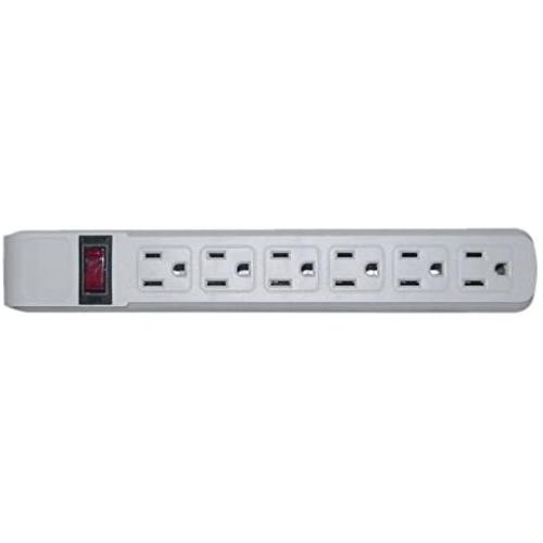 6 Outlet Surge Protector 15A 120V with Flat Rotating Plug 6ft Power cord 3 Prong 6 Outlet Power Strip with 6 Feet Power Cable and 360 Degree Rotating Plug, Gray CNE470745