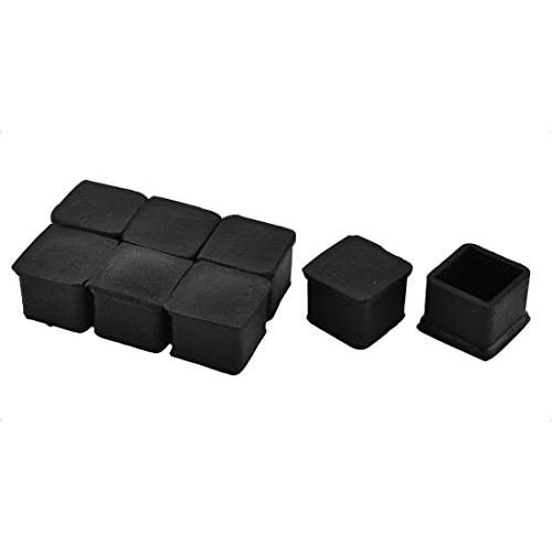 Antrader 1 Inch x 1 Inch Square Rubber Covers Furniture Foot Table Chair Leg End Cap Cover Tip Protectors Black, Pack of 12