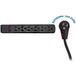 4 feet Surge Protector, Flat Rotating Plug, 6 Outlet, Gray Horizontal Outlets, Plastic, 4ft Power Cord, Surge Protector Multi Plug, CableWholesale