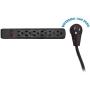 4 feet Surge Protector, Flat Rotating Plug, 6 Outlet, Gray Horizontal Outlets, Plastic, 4ft Power Cord, Surge Protector Multi Plug, CableWholesale