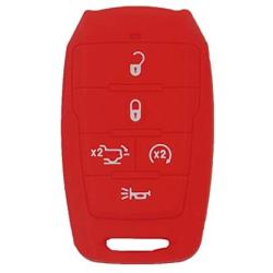 WEIBISS 2 Pack 5 Buttons Silicone Remote Key Fob Cover Protector Case Holder Skin Jacket for Dodge 2021 2020 2019 Ram 1500 Pickup 68291690AB/AC/AD, Red Blue