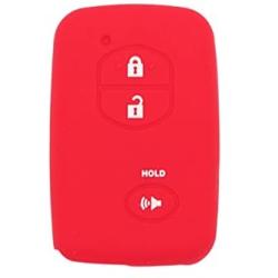 SEGADEN Silicone Cover Protector Case Holder Skin Jacket Compatible with TOYOTA 3 Button Smart Remote Key Fob CV2404 Red