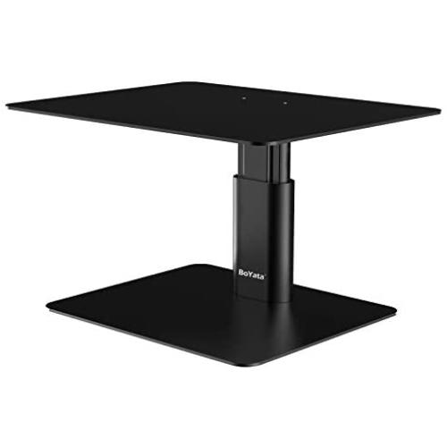 BoYata Monitor Riser Stand, Adjustable Height Metal Desktop Stand Storage Organizer Compatible with TV, PC, Laptop, Computer, iMac, and All Screen Display-Black