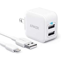 iPhone Charger, Anker PowerPort III 2-Port 12W USB Wall Charger with 3ft MFi Certified Lightning Cable, Foldable Plug, for iPhone Xs/XR/ 11/11 Pro/SE 2020/ iPad, and More