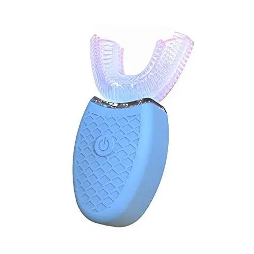 Automatic Massage Whitening Toothbrush IPX7 Waterproof Long Standby Charging Portable 360° Ultrasonic Electric Lazy Toothbrush, With LED Blue Light Whitening Lamp, Convenience Durable Clean (Blue)
