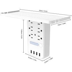 6 OUTLETS & 4 USB PORTS Surge Protector Wall Outlet, Just plug-in wall plug to power any smartphone including Phone and Android, lamps, laptops, hair dryer or other electronic.