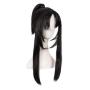 MapofBeauty Cosplay Oblique Bangs Long Gripper Ponytail Ancient Style Hair Wig (Black)
