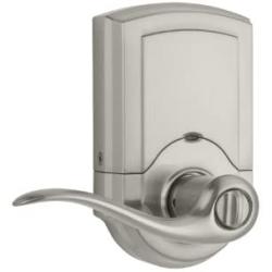 Kwikset 911 SmartCode Electronic Keypad Lock w/Tustin Lever featuring SmartKey in Satin Nickel