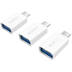AUKEY USB C Adapter, [3-Pack, 5Gbps] USB C to USB 3.0 Adapter for MacBook Pro / Air 2019/2018, iPad Pro, Google Chromebook Pixelbook, Samsung Galaxy S20 Note10, Google Pixel 2/3/4 (White)