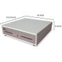 HK SYSTEMS 13'' Heavy Duty Compact White Manual Push Open Cash Drawer with 4 Bill /5 Coin Till Stainless Steel Front 