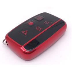 Soft TPU Remote Holder Skin Protector Key Fob Cover Case Fit for Range Rover Discovery Sport Land Rover LR2 LR4 Evoque Jaguar XF XJ XJL XE Key Fob (Red)