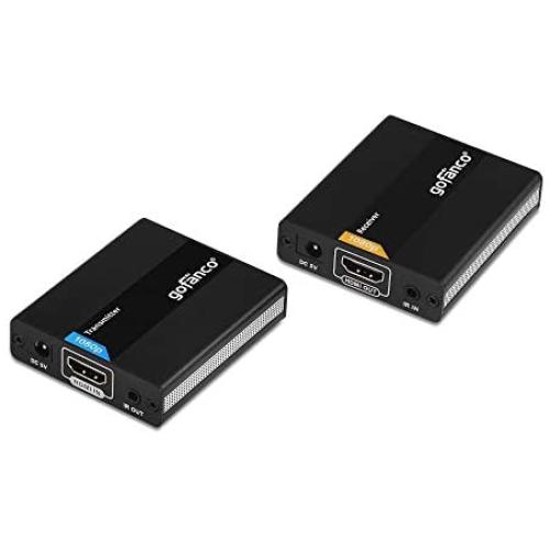gofanco 394ft 1080p HDMI Extender Over Single CAT6 Ethernet Cable with ESD Protection, Lossless Signal, IR, Very Low Latency – Up to 394ft (120m) Long Range Balun at 1080p (Not 1080i), (HDExt120ESD)