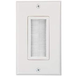 Buyers Point Brush Wall Plate [UL Listed], Decora Style, Cable Pass Through Insert for Wires, Single Gang Cable Access Strap, Wall Socket for HDTV, HDMI, Home Theater Systems (2 Pack, White)