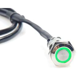KNACRO 16mm Chassis Switch Metal Button Switch with 100CM 3.3FT Extension Cable Green Ring LED Suitable for DIY Computer Switch and Restart Button(Ring, Green)