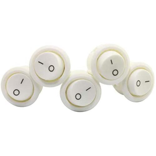 RuiLing 4PCS Snap Round Rocker Power Switch 6A 250V AC 2 Pin SPST Snap-in ON/Off Power Switch Button (2X Red + 2X Black)