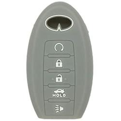 SEGADEN Silicone Cover Protector Case Holder Skin Jacket Compatible with INFINITI Q60 QX80 JX35 5 Button Smart Remote Key Fob CV4506 Gray