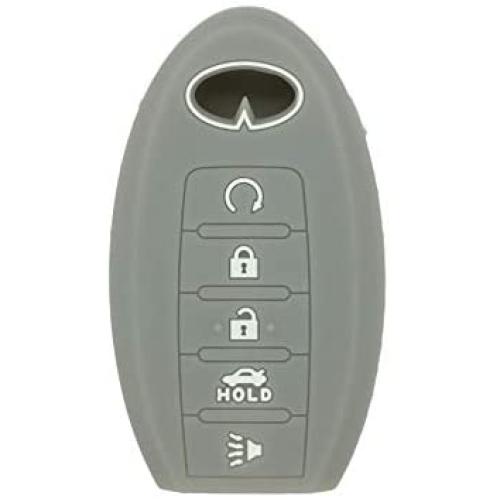 SEGADEN Silicone Cover Protector Case Holder Skin Jacket Compatible with INFINITI Q60 QX80 JX35 5 Button Smart Remote Key Fob CV4506 Gray