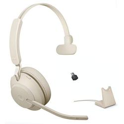 Jabra Evolve2 65 Wireless Headset USB-C Mono MS w/Stand, Bluetooth Dongle, Compatible with Zoom, Webex, Skype, Smartphones, Tablets, PC/MAC, 26599-899-888, Global Teck Gold Support Plan Included