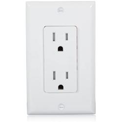 Maxxima Tamper Resistant Duplex Receptacle Standard Decorative Electrical Wall Outlet 15A White, Wall Plates Included (Pack of 10)