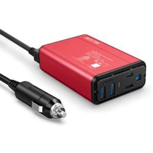 BESTEK 150W Power Inverter DC 12V to 110V AC Converter 4.2A Dual USB Car Adapter, Thinner Design with ETL Listed
