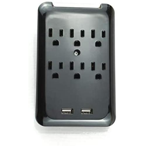 Seefar Multi-function Wall Mount Outlet Adapter, Surge Protector Charging Station, OviiTech Dual 3.1AMP USB Charging Ports,6 AC Socket Outlet Plugs,White,ETL Certified,300J