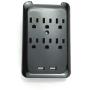 Seefar Multi-function Wall Mount Outlet Adapter, Surge Protector Charging Station, OviiTech Dual 3.1AMP USB Charging Ports,6 AC Socket Outlet Plugs,White,ETL Certified,300J