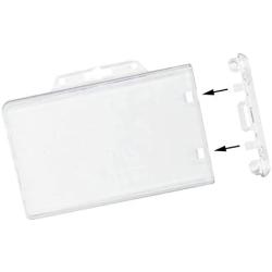 Heavy Duty Horizontal Locking Badge Holder - Crystal Clear Hard Plastic Case for Photo I.D. Badges or Proximity Cards by Specialist ID