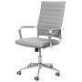 LUCKWIND Ergonomic Office Chair Ribbed Leather Swivel - Adjustable Height Tilt Arm Sleeves Lumbar Support High Back Upholstery Executive Modern Conference Computer Chrome Wheel Caster 350lbs (Grey)
