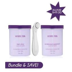 Michael Todd Soniceraser Pro Skin Infusion – 3-in-1 Sonic Tool Improves Complexion - Fresh Citrus and Sandalwood Spearmint Body Butter 18 oz each
