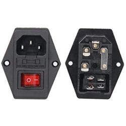2 Pcs 3 Pin IEC320 C14 Inlet Module Plug 5A Fuse Switch Male Power Socket 10A 250V for Lab Equipment Medical Devices