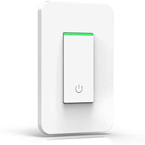 Smart Light Switch, Joso 2.4Ghz WiFi Light Switch Single-Pole Compatible with Alexa, Google Assistant & IFTTT with Timer, Mechanical Button Switch, Multi-person Remote Control, No Hub Required