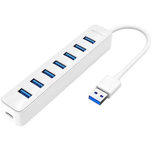 iDsonix USB 3.0 Hub, 7-Port 5V / 3A Powered USB Hub, 5Gbps HighSpeed Data Transmission USB Splitter for Laptop, iMac, Surface Pro, XPS, USB Flash Drives, Mobile HDD, Printer, Camera, and More -White