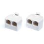 Duplex Jack Phone Wall Adapter - 2 Pack, White - 2-Way Phone Splitter (2 Lines) Wall Jack Phone RJ11 Adapter