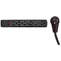 6 Outlet Surge Protector 15A 120V with Flat Rotating Plug 4ft Power cord 3 Prong 6 Outlet Power Strip with 4 Feet Power Cable and 360 Degree Rotating Plug, Black CNE470837