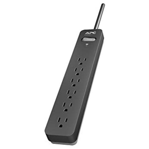 APC Surge Protector with Extension Cord 25 Ft, PE625, 6-Outlets, 1080 Joule, Power Strip Long Cord Black