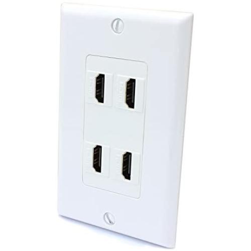 4 Port HDMI Female to Female Decorative Wall Plate in White …