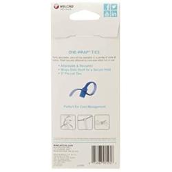 VELCRO Brand ONE-WRAP Bundling Strap – Reusable Fasteners for Keeping Cords and Cables Tidy - 5'' x 1/4'', 10 Ties, Blue