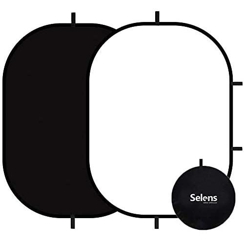 Selens Black White Backdrop 59x39.3inches Pop Up Collapsible Background with Carrying Bag for YouTube Streaming Photo Studio Product Photography