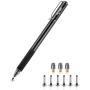 Digiroot Universal Stylus,[2-in-1] Disc Stylus Pen Touch Screen Pens for All Touch Screens Cell phones, iPad, Tablets, Laptops with 9 Replacement Tips(6 Discs, 3 Fiber Tips Included) - (Black)