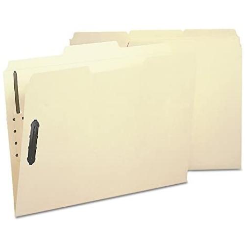 Smead Poly Fastener Folder, 2 Fasteners, 1/3-Cut Tab, Letter Size, Manila, 24 per Box (10545)