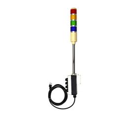 Signaworks 4 Stack Super Bright LED Andon Tower Light, Off-Steady, Red/Amber/Green/Blue, 8 ft Power Cord, Plug & Play Ready