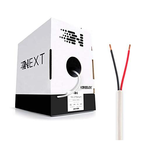 Next 16/2 Plenum Speaker Wire - 16 AWG/Gauge 2 Conductor - UL Listed in Wall (CL2P/CL3P/CMP) Rated - Oxygen-Free Copper (OFC) - 1000 Foot Bulk Cable Pull Box - White